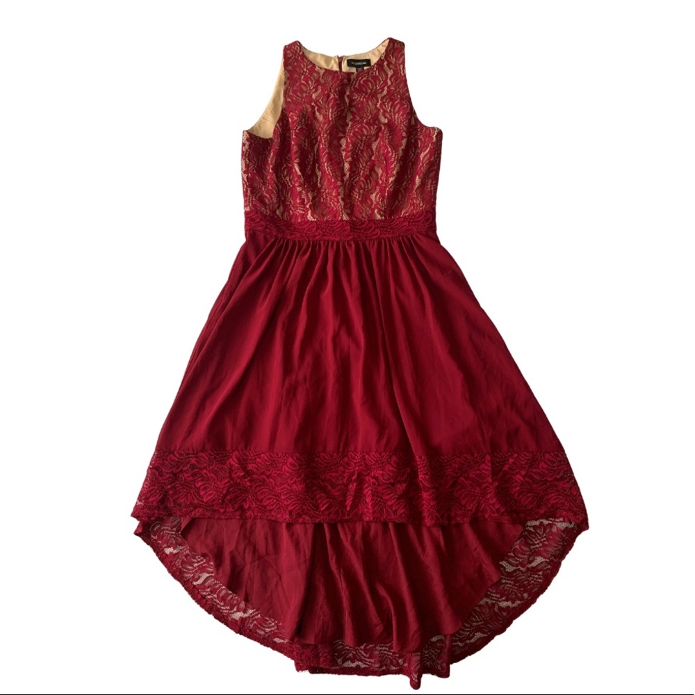 Le Château Lace Chiffon High Low Dress, size M